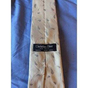 Christian Dior All Silk Yellow Printed Men's Neck Tie 100% Silk